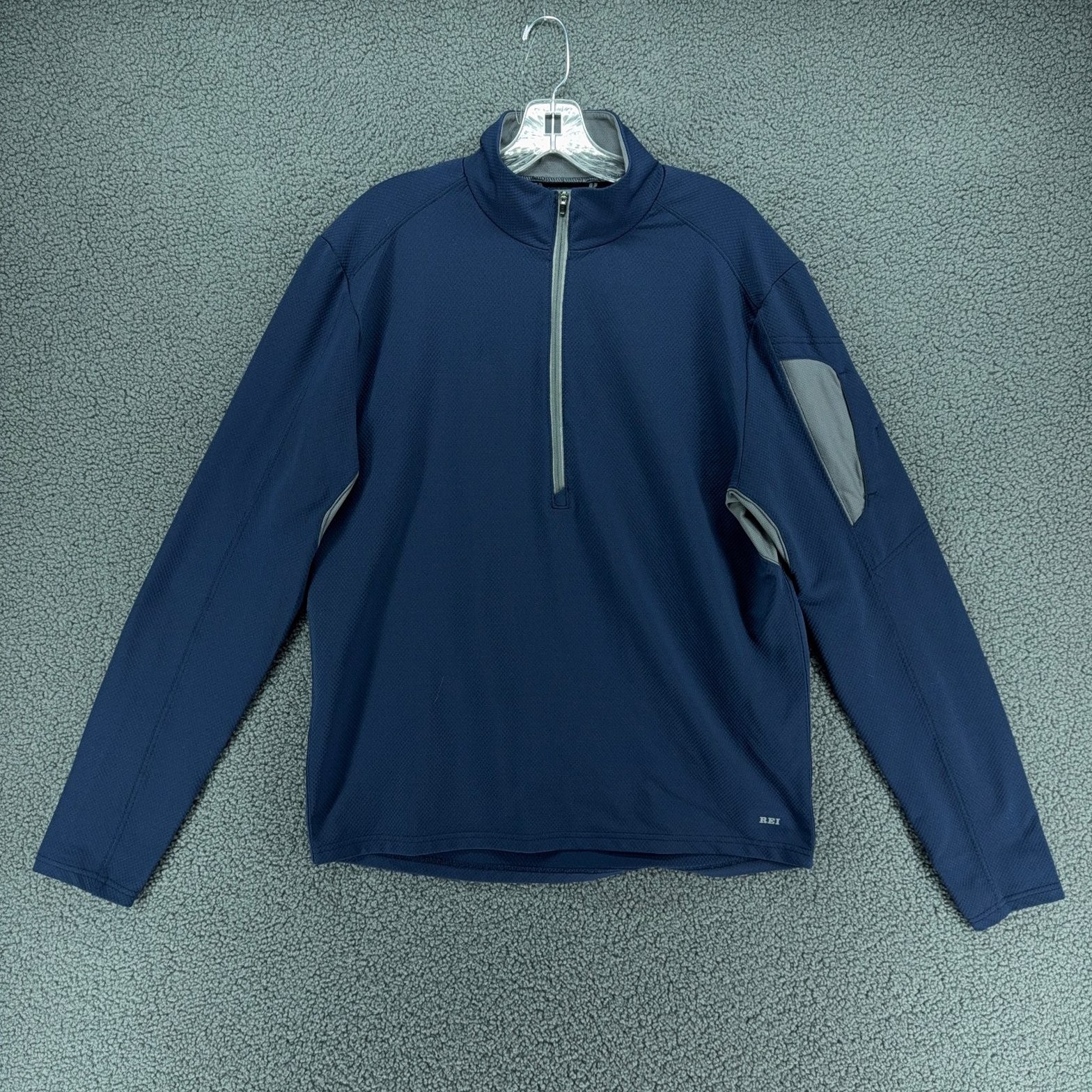 REI Quarter Zip Mens L Blue Technical Pullover Hiking Outdoor Stretch Athletic gallery