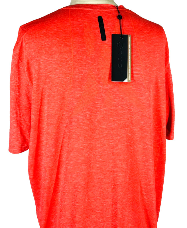 NWT Under Armour Rush Short Sleeve Crewneck T Shirt Orange Blush Mens Size XXL gallery
