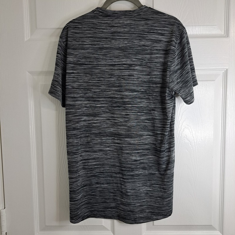 Reebok Gray and Black Stripe Pattern Athletic Performance T Shirt Mens Size S gallery