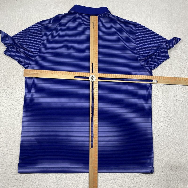 Under Armour Polo Shirt HeatGear Mens XL Blue Striped Short Sleeve Golf gallery