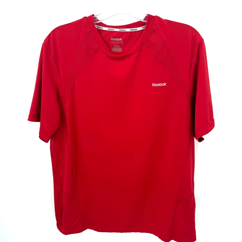 Reebok Mens Athletic Shirt Large Red Hydromove Performance Workout Tee gallery