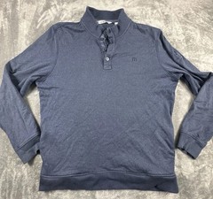 Travis Mathew Sweater Mens XL Blue Mock Neck Pullover Performance Golf