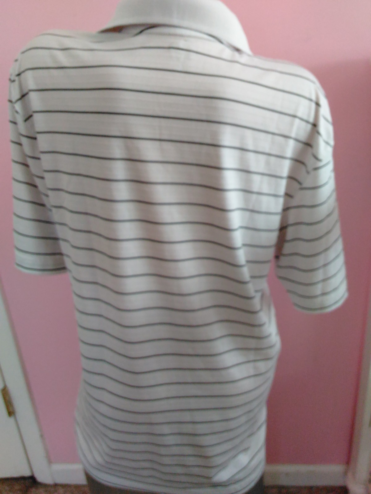 CHAMPION STRIPED Golf Polo Shirt Polyester 1/4 Button Up M gallery