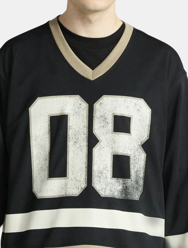 NWT No Boundaries Hockey Jersey Mens S Black Tan 08 Graphic Mesh Long Sleeve gallery