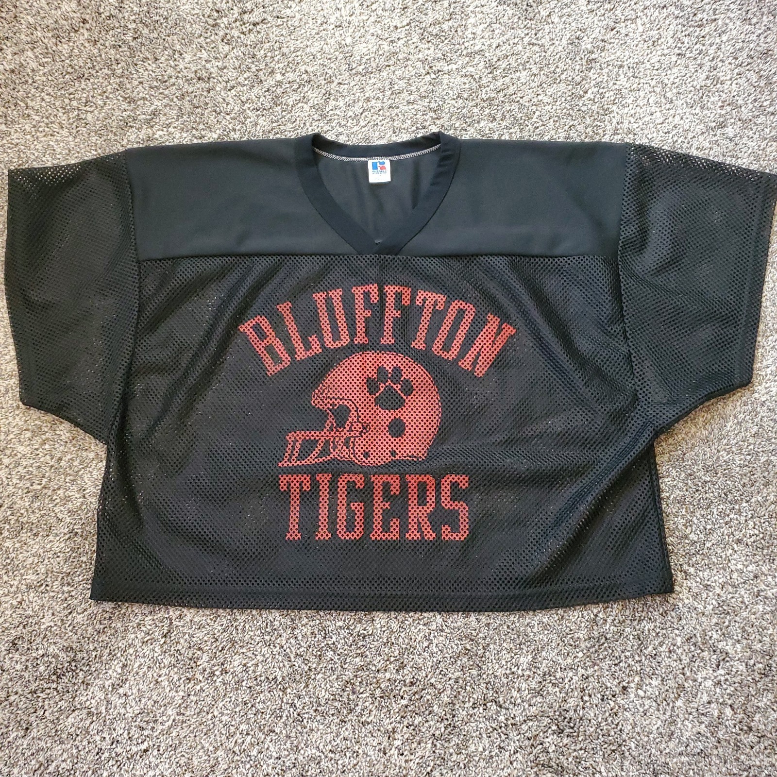 Vintage Russell Athletic Mesh Football Jersey Size L-XL Black USA Made Muscle gallery