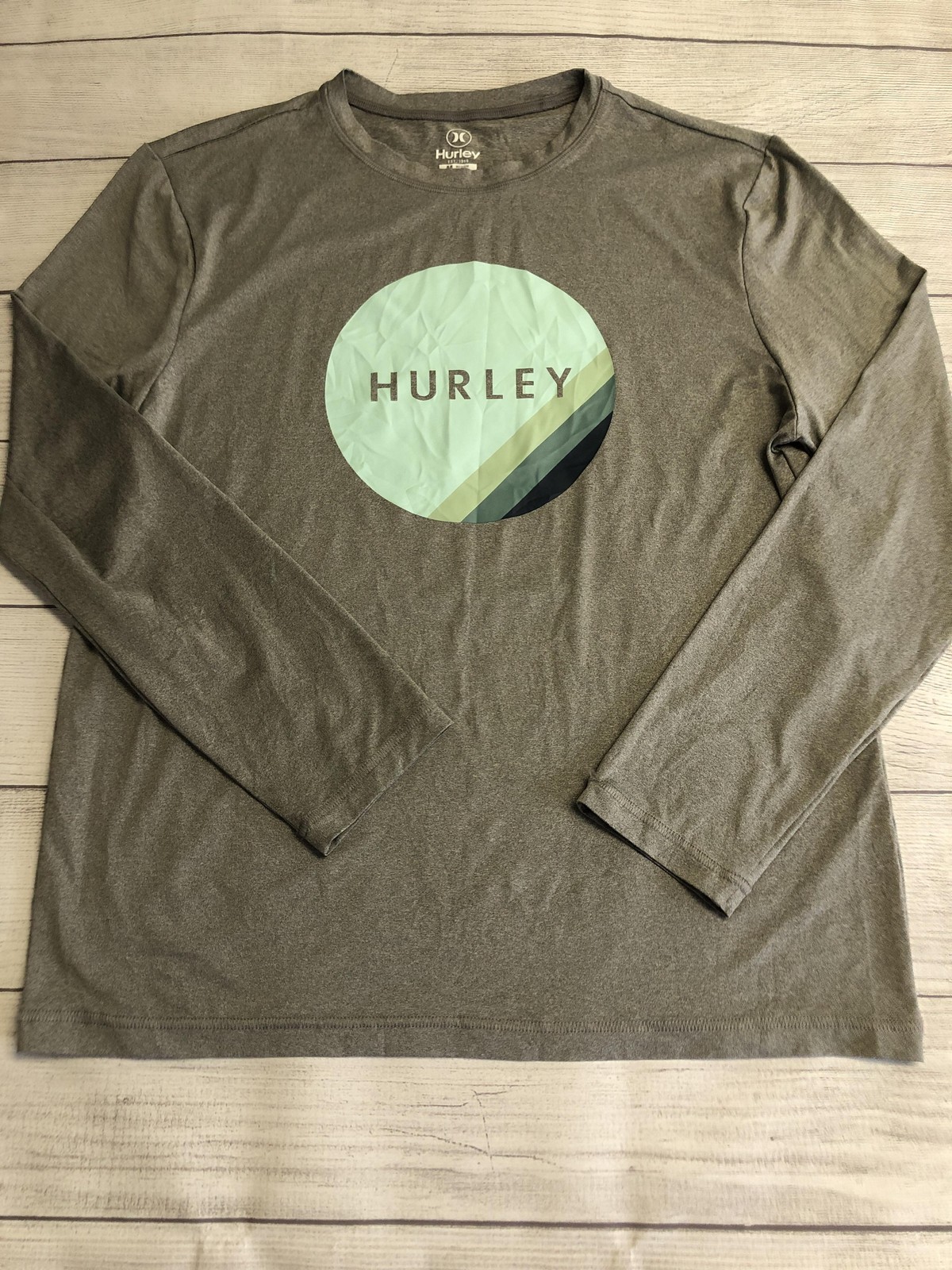 Hurley Shirt Mens Medium Gray Long Sleeve Crewneck Athletic Surf Logo Graphic gallery