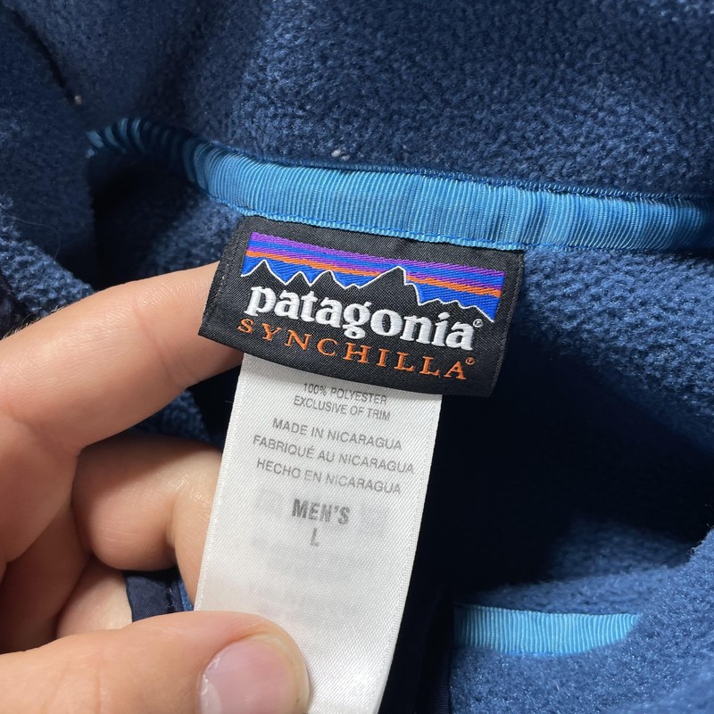 Patagonia Synchilla Pullover Mens Large Blue Fleece Snap-T Hiking Outdoor gallery