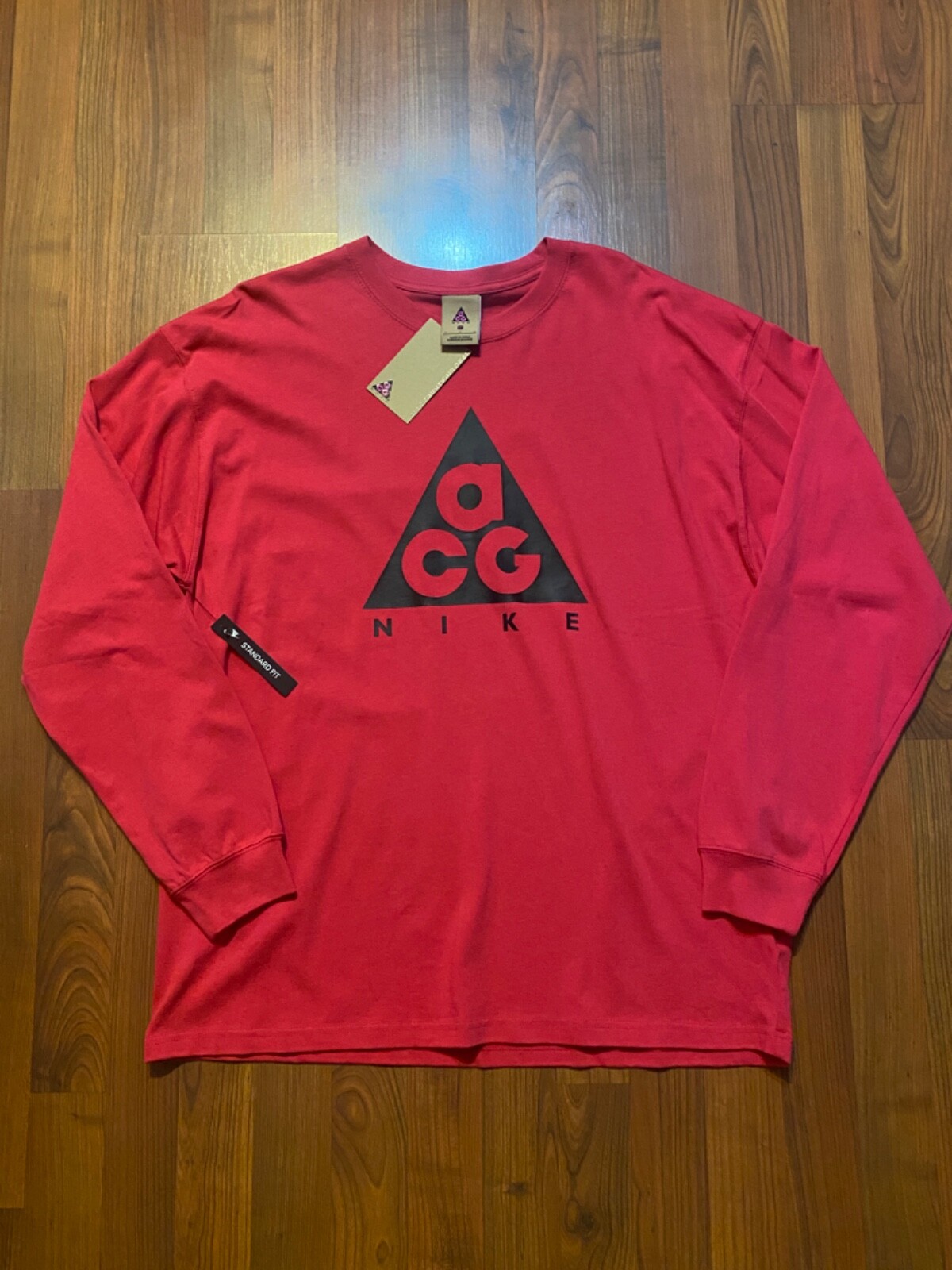 NEW Nike ACG Shocking Pink Long Sleeve Gear Retro Ice Blue USA Tee Shirt Medium gallery