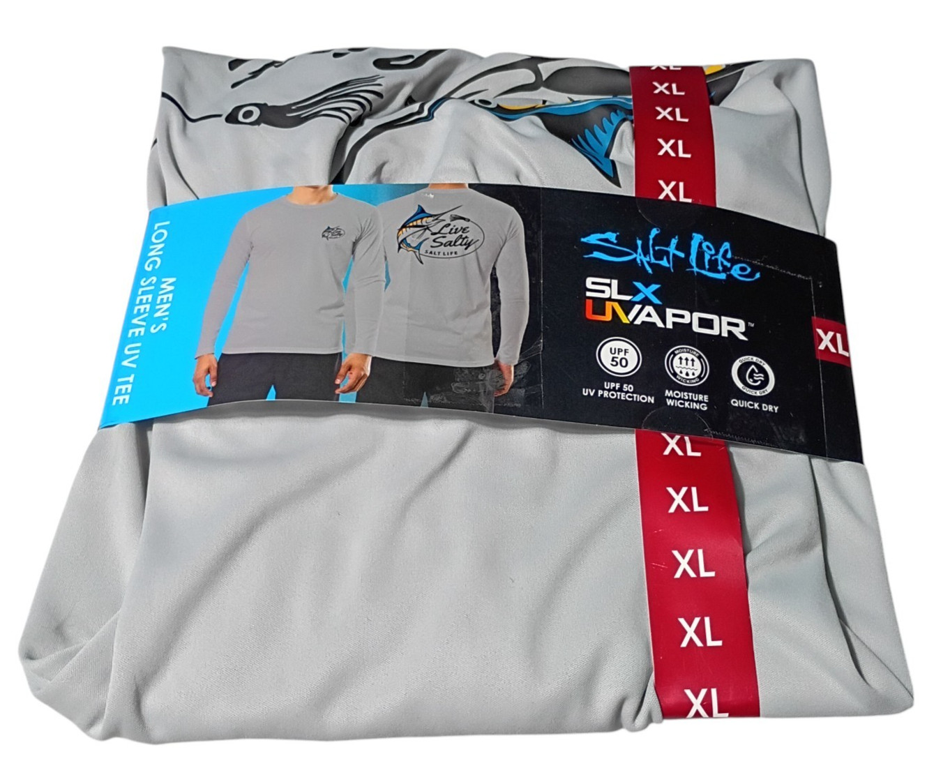 Salt Life Slx Uvapor Long Sleeve Performance Shirt Xl Upf 50 Gray gallery