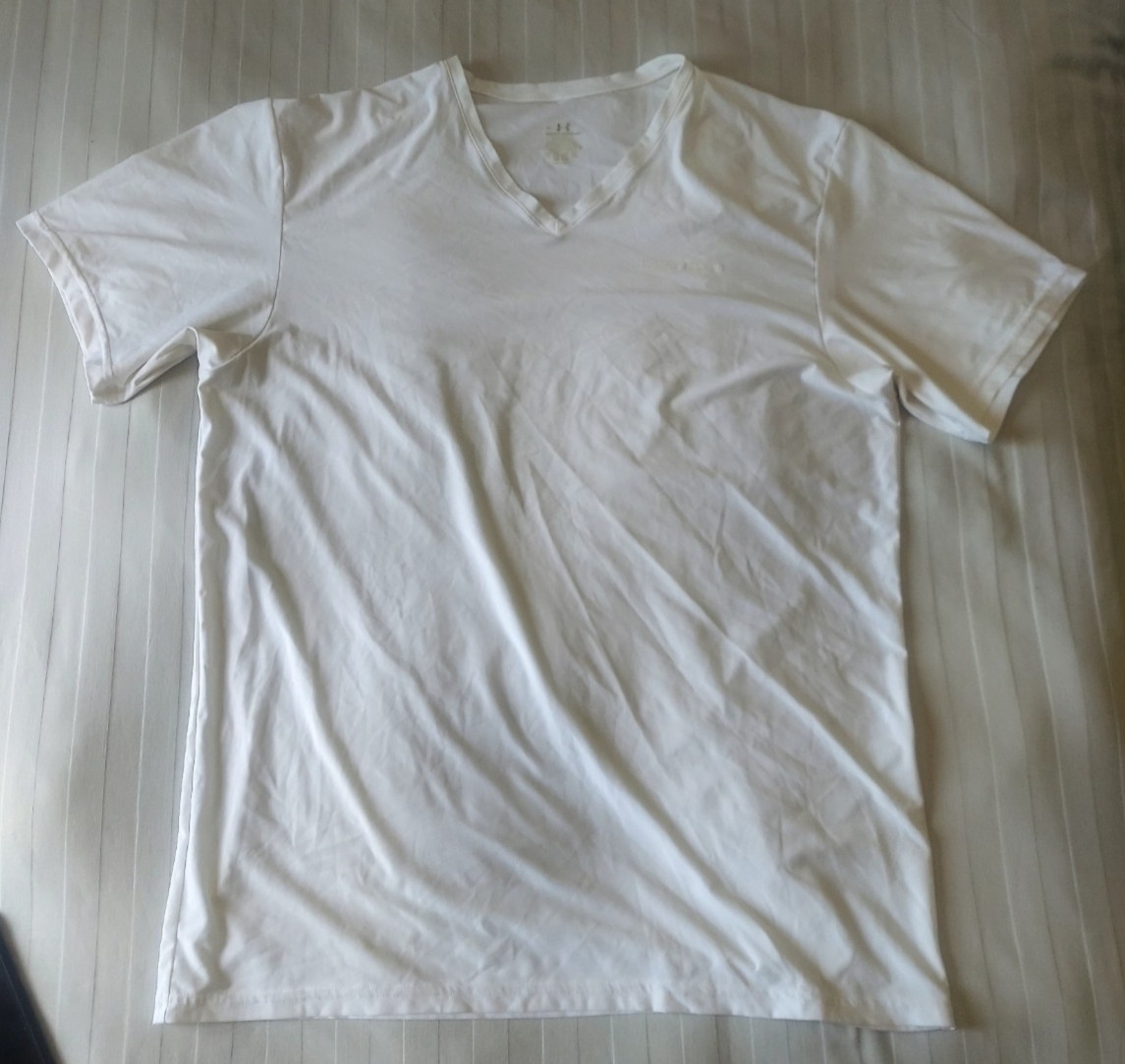 Under Armour Mens V- Neck Undershirt XL white lot of 3 gallery
