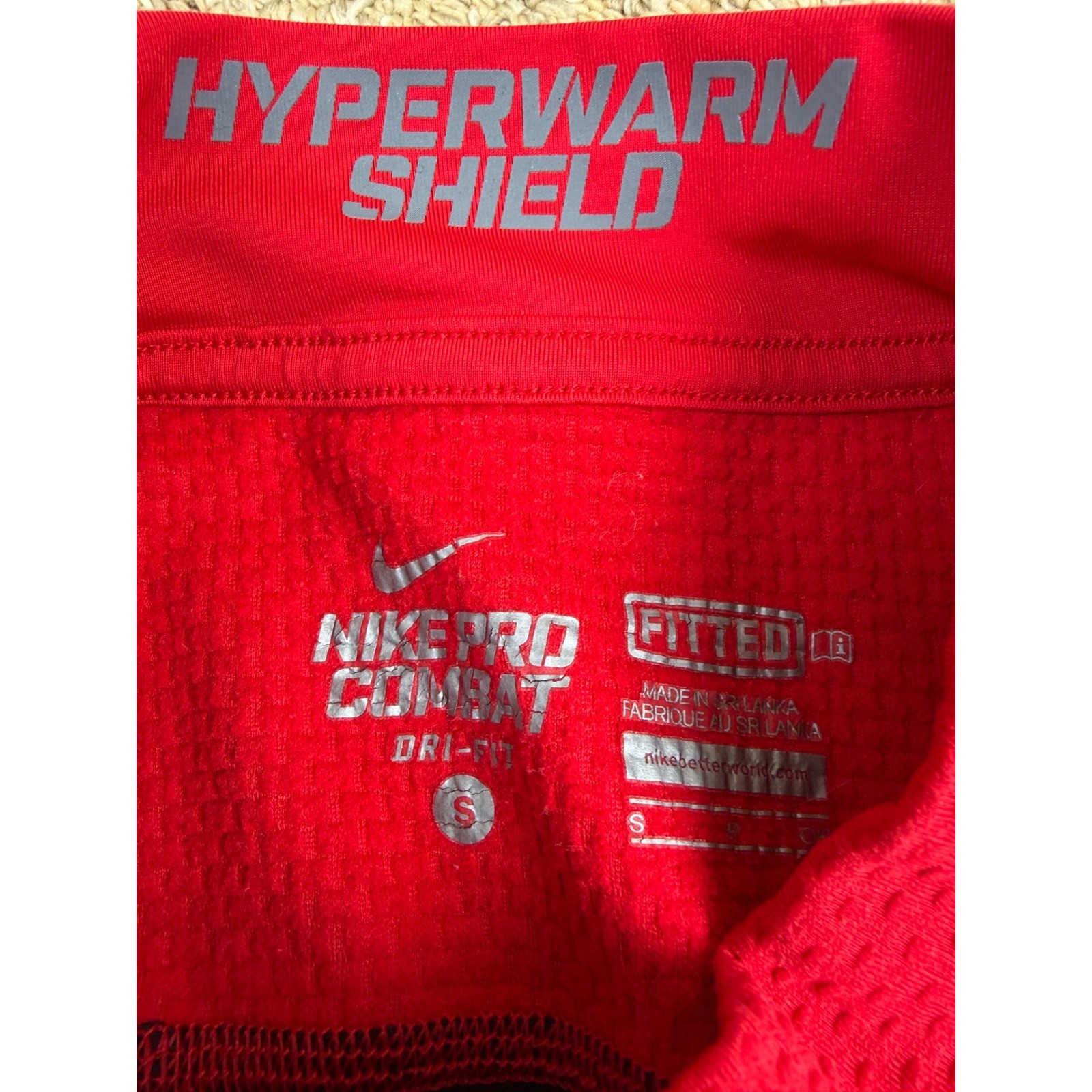 Nike Pro Combat Hyperwarm Shield Ole Miss Rebels Red Long Sleeve Shirt Mens S gallery