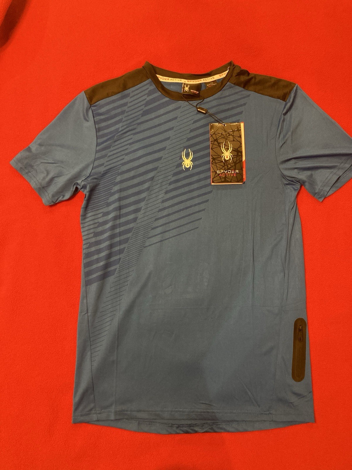 Spyder Active Shirt Men's Size Small Blue With Pocket Short Sleeve Performance gallery