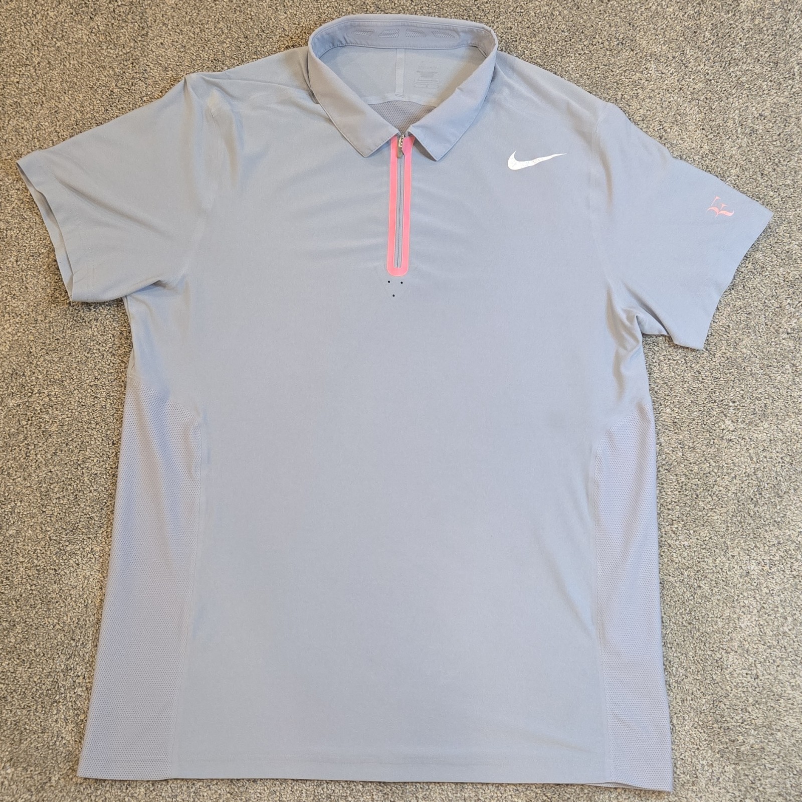 Nike Roger Federer RF Mens L 1/4 Zip Polo Shirt Gray 2013 Australian Open Tennis gallery