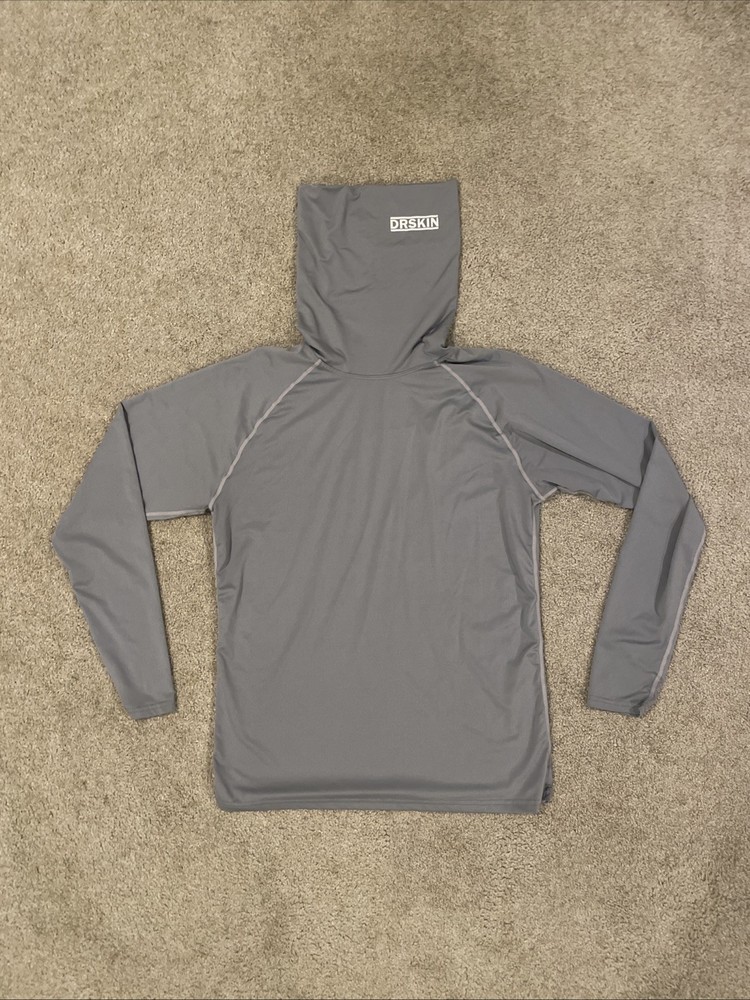 DR. SKIN Exercise Top Sz M Men's Gray High Funnel Neck Long Sleeve Base Layer