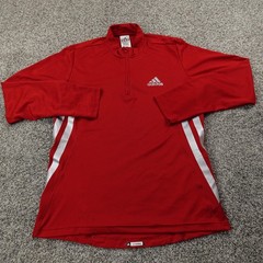 Adidas Shirt Mens M Red Adizero ClimaCool Pullover 1/4 Zip Sweatshirt Athletic