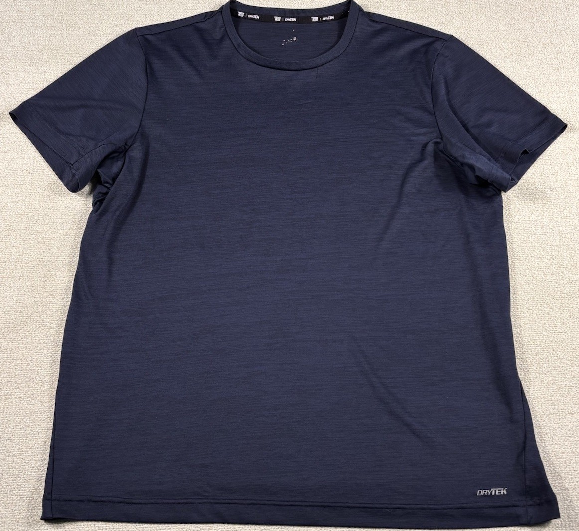 Tek Gear Dry Tek Athletic Performance Running T-Shirt Men Large Navy Blue Wick gallery