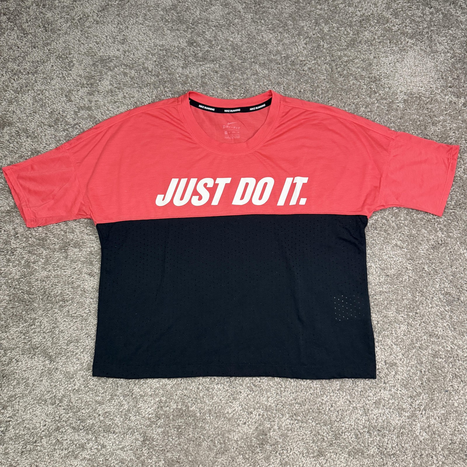 Nike Shirt Mens M Pink Dri-FIT Jersey Running Just Do It Colorblock Tagless gallery