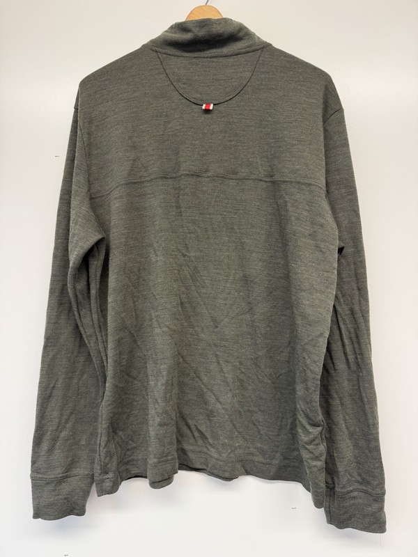 Tracksmith Downeaster Merino Wool Blend Olive Green 1/4 Zip Pullover Shirt XL gallery
