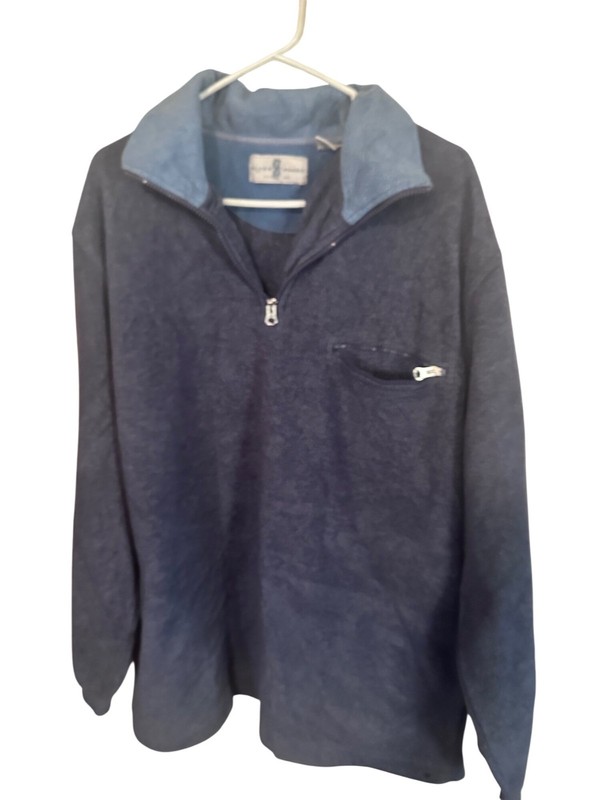 River Trader gray and blue quarter zip shirt size L gallery