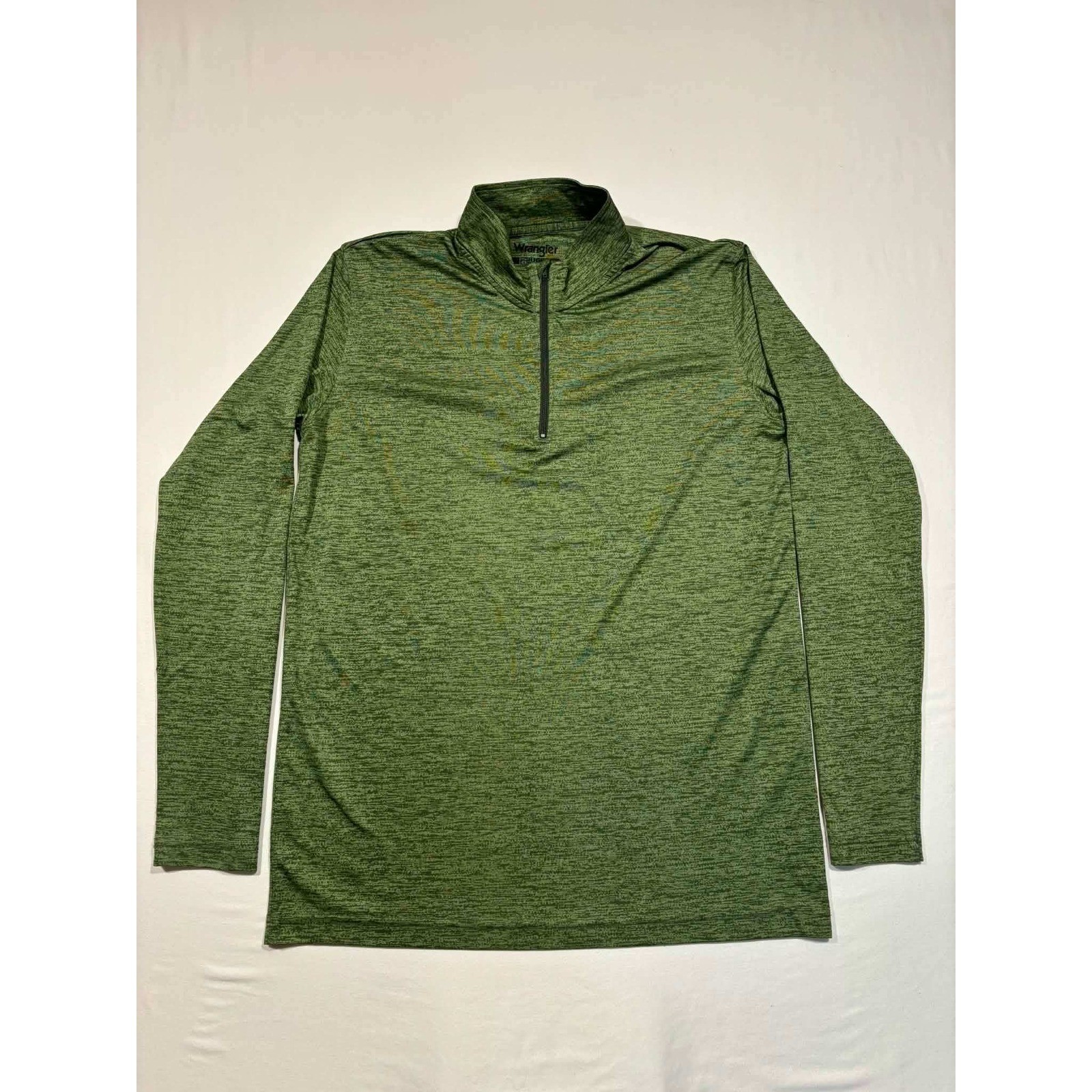 Wrangler Riggs Workwear Mens Green Space Dye Quarter Zip Pullover Shirt Size M gallery