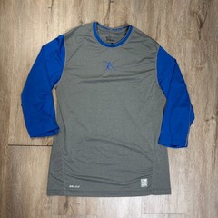 Nike Pro Combat Mens Batting Shirt Medium 3/4 Sleeve Active Gray Blue