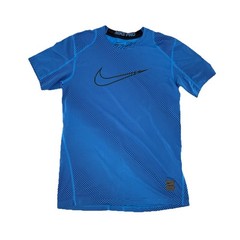 NIKE Pro Men’s Blue Black Optical Illusion Stripe Fitted Workout Shirt Top Sz L