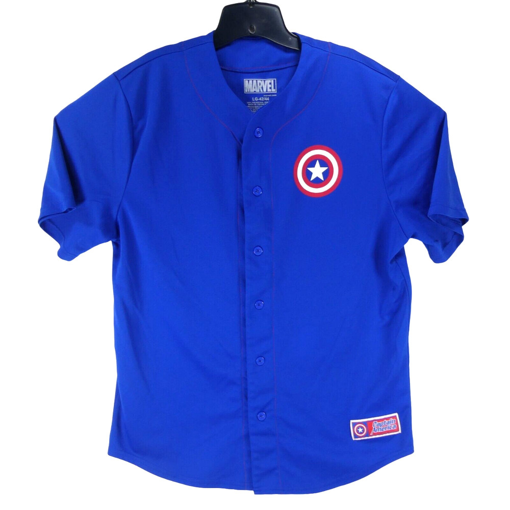 Marvel Captain America Men's Blue Size Large (42/44) Baseball Jersey #41