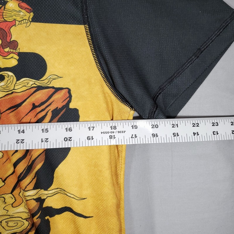 InkNBurn Tech Shirt Mens Medium M Yellow Tiger Art Asian Cycling Running Active gallery