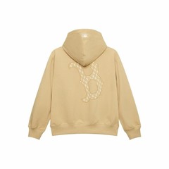 MLB Large Back Logo Letter Printed Pocket Hoodie Unisex in Light Beige