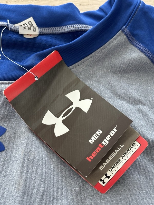 NEW Under Armour Baseball Diamond Series L/S Training Top Medium Gray/Blue 3XL gallery