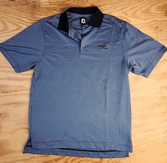 FJ FootJoy Augusta Pines Logo Blue Golf Polo Shirt Mens Medium Lightweight