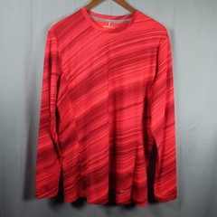 Nike Golf Shirt Mens Large Red Dri-Fit Tour Performance Crew Neck Pullover