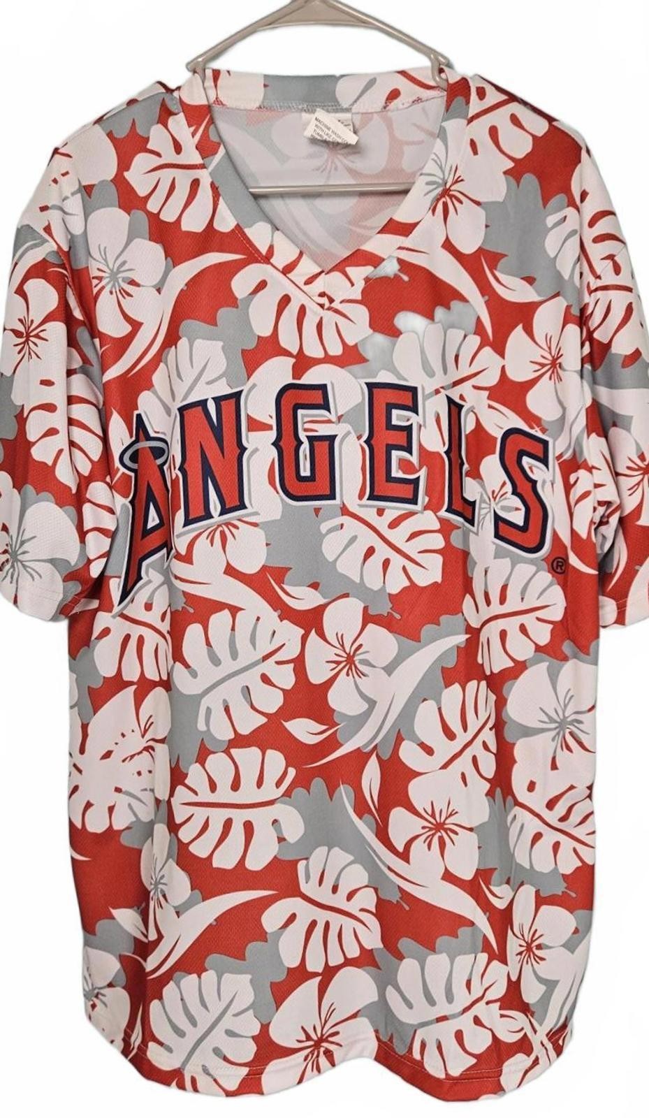 Los Angeles Angels MLB Hawaiian Print V-Neck Short Sleeve Shirt Unisex Size XL gallery