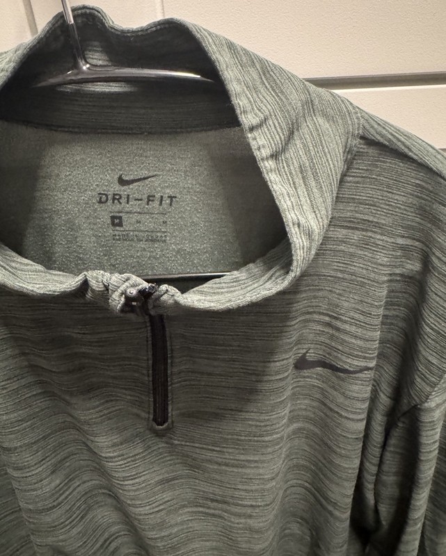 Nike Dri-FIT lightweight Performance 1/4 Zip Long Sleeve Green and Black Jacket gallery