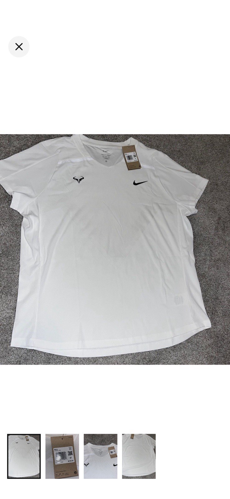 Nike Court $105 NEW Rafa Nadal Dri-FIT ADV White Tennis Shirt DD8540-100-XXL gallery