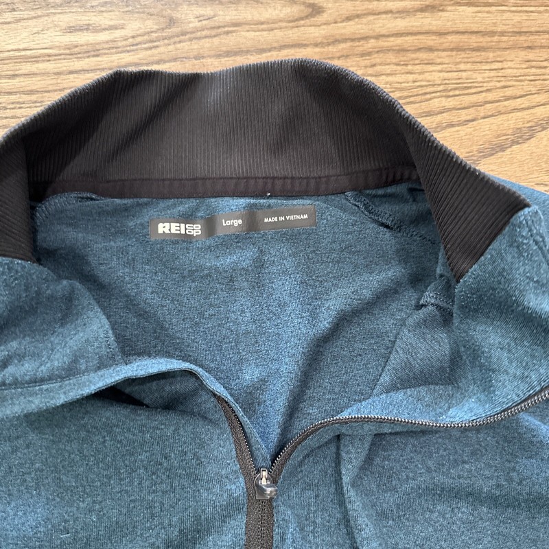 REI Co-op 1/4 Zip Base Layer Pullover Aquamarine emerald green Large L gallery