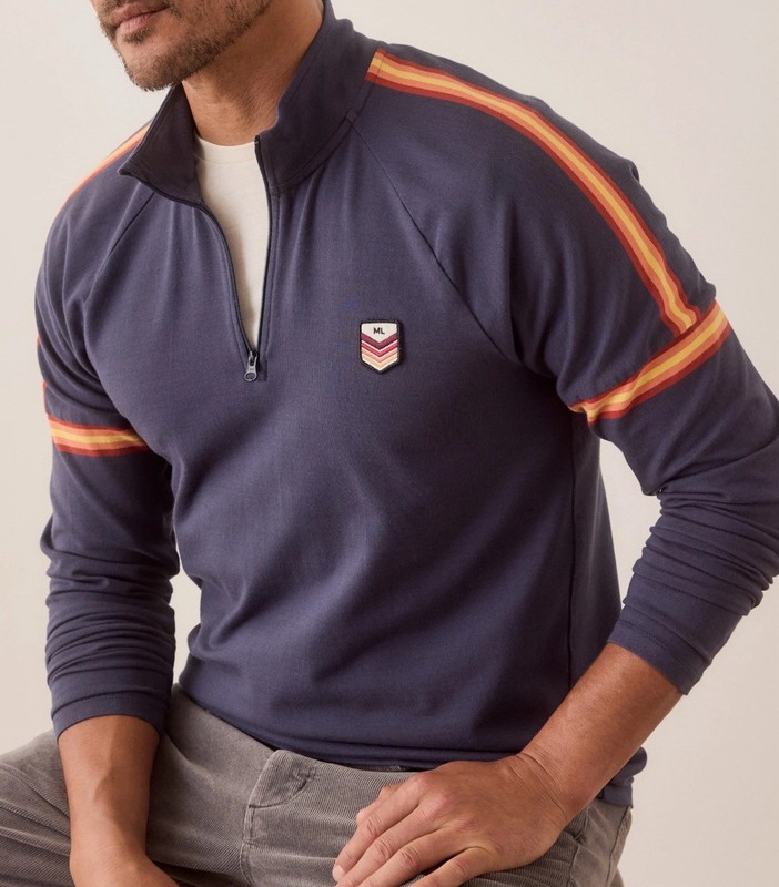 Marine Layer Archive 1/4 Zip Pullover Mens Size XXL Blue Stripe Very Soft NWT gallery