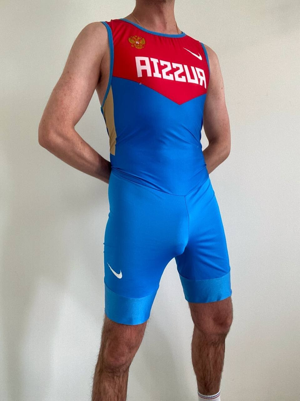 Nike running suit. Sz L , mens spandex bodysuit, running singlet gallery