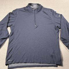 Nike Running Dri-Fit 1/4 Zip Pullover Men XL BluGry Thumb Holes Wicking Athletic