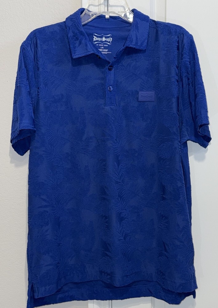 Dogg Supply by Snoop Dogg Men's Royal Blue Terry Short Sleeve Polo Shirt Size L