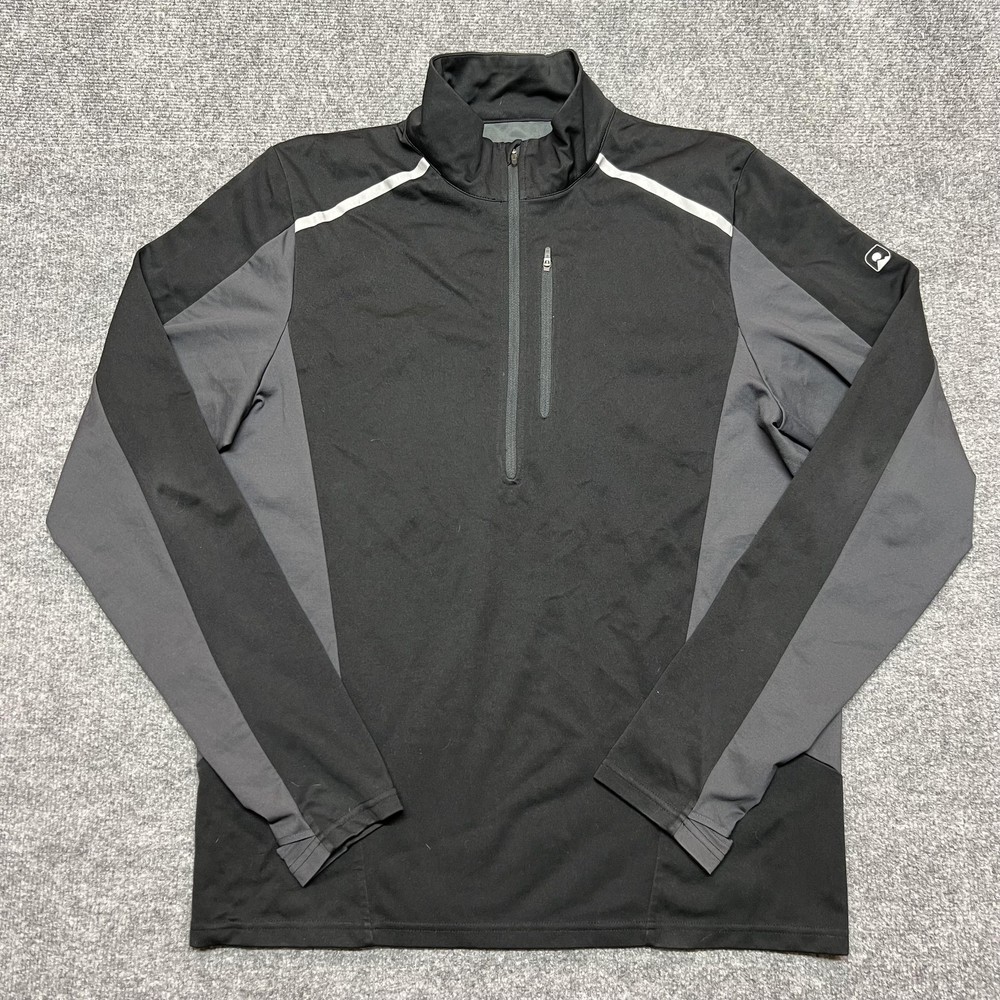 Eastern Mountain Sports Pullover Shirt Mens Large Black Gray Techwick 1/4 Zip