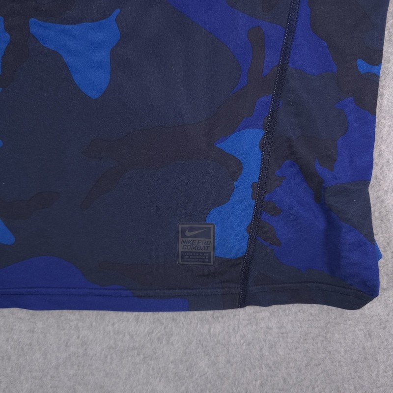 Nike Pro Combat Hypercool Fitted Blue Camo Dri-Fit Training Shirt Mens Large gallery