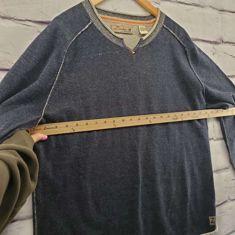 ZENFARI Top Mens XL Pullover Minimalist Long Sleeve Blue Knit Cotton gallery