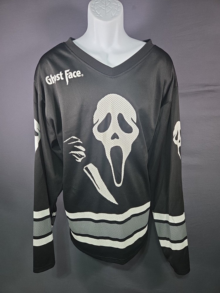 Scream Ghost Face Jersey Black V Neck Size XL Licensed Halloween Regular Fit