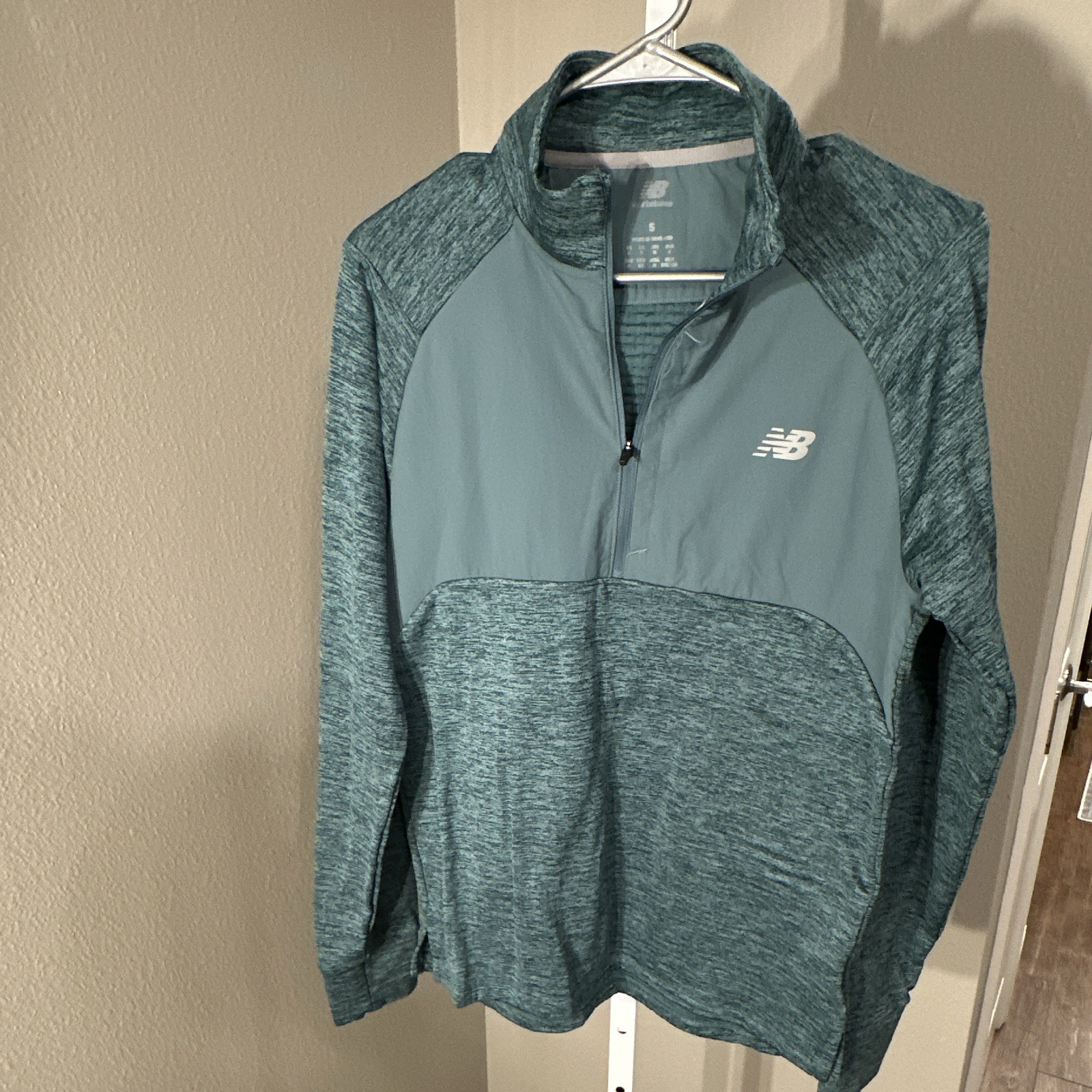 New Balance Men's S 1/4 Zip Mock Neck Long Sleeve Pullover Blue/Gray Heather-EXC gallery