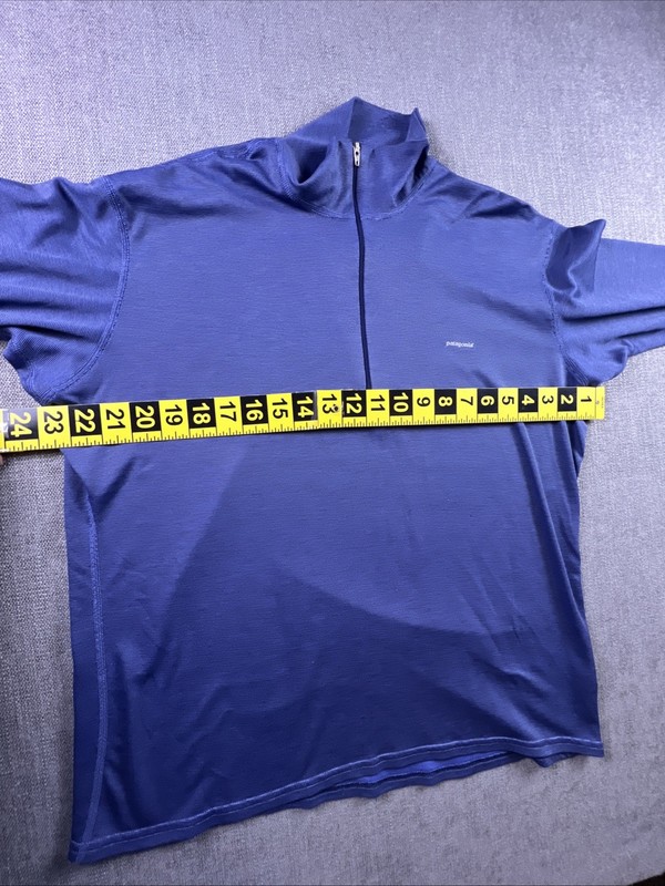 Patagonia Capilene Blue 1/4 Zip Mock Neck Pullover Men's L Long Sleeve Preppy gallery