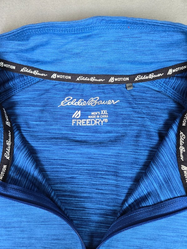 Eddie Bauer Pullover Mens 2XL Blue Motion FreeDry Quarter Zip Athletic Shirt gallery