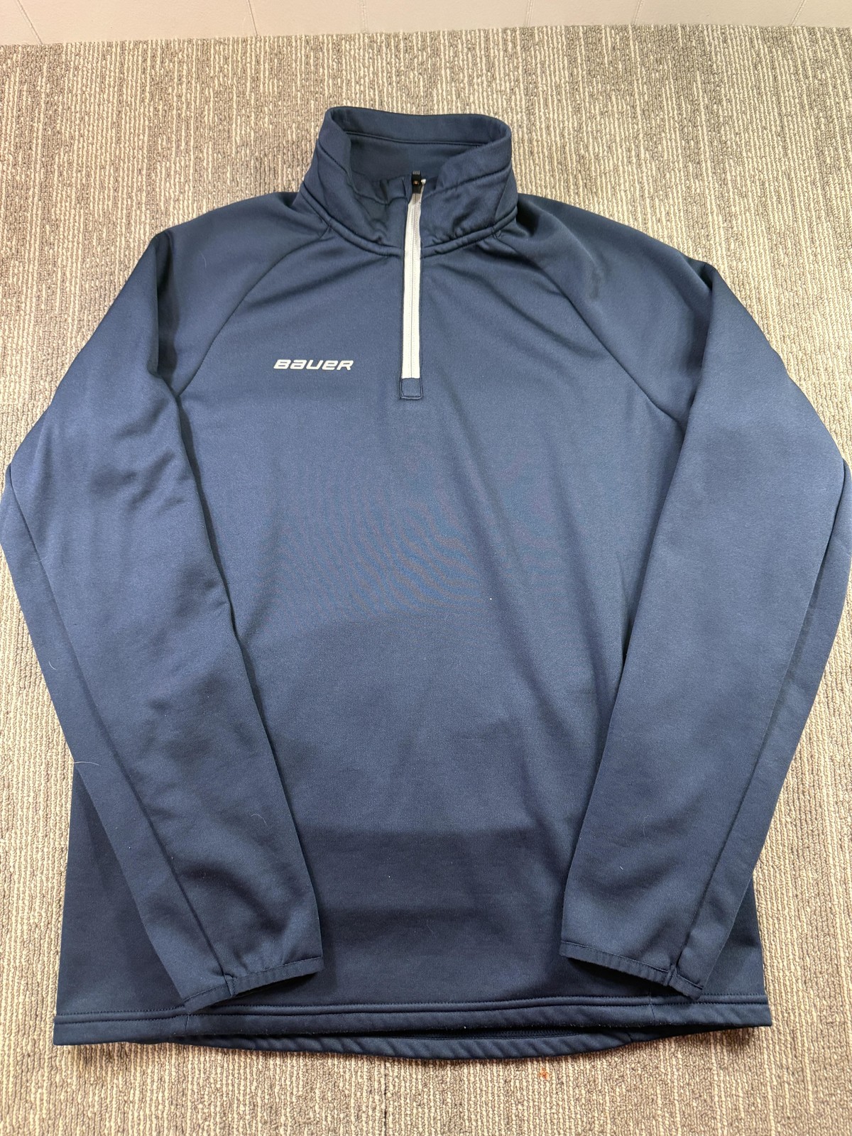 Bauer Pullover Mens Medium Blue Quarter Zip Long Sleeve Hockey Training Top gallery