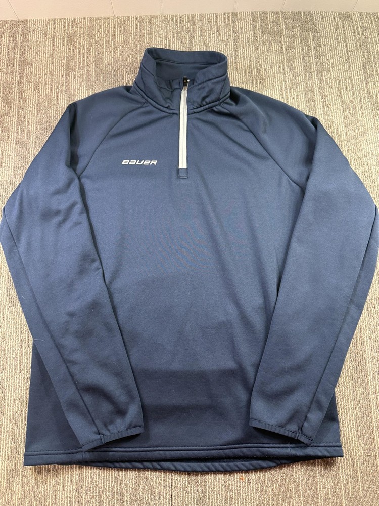 Bauer Pullover Mens Medium Blue Quarter Zip Long Sleeve Hockey Training Top
