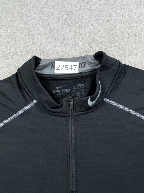 Nike Pro Dri Fit 1/4 Zip Stitched Logo Athletic Pullover (Men's 2XL) Black gallery